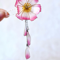 かんざし「コスモス・秋桜　ピンク」 髪飾り 4枚目の画像