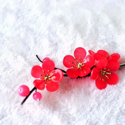 かんざし「梅の花　赤」 髪飾り 1枚目の画像