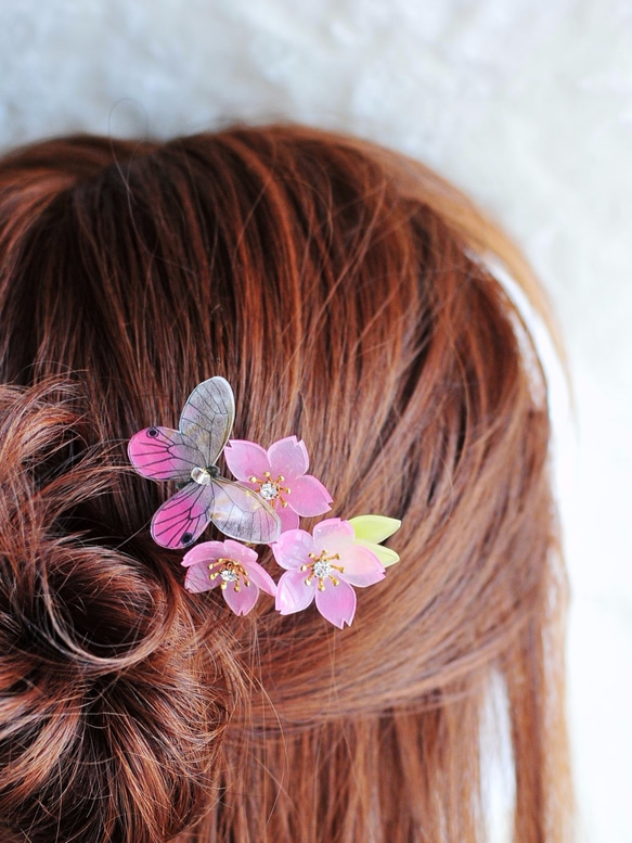 かんざし「蝶と桜」 髪飾り　 6枚目の画像