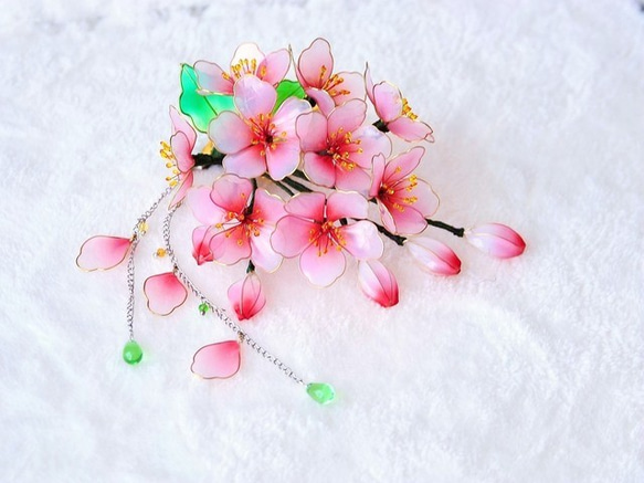 かんざし 桃の花　2way　 髪飾り 1枚目の画像