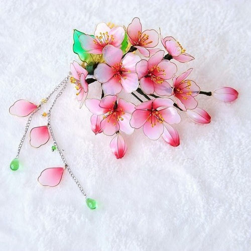 【Ai】flua 花びらかんざし 【2点セット】 SOUBIEN 簪 かんざし ピンク 白 ホワイト 桜 花 フェイクパール