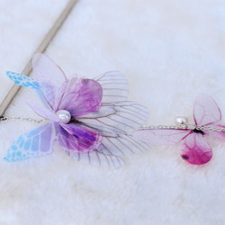 かんざし「蝶」（水色x紫色）　髪飾り 2枚目の画像