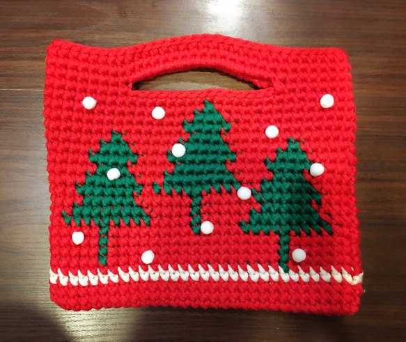 手編毛線提包《聖誕風》 第3張的照片