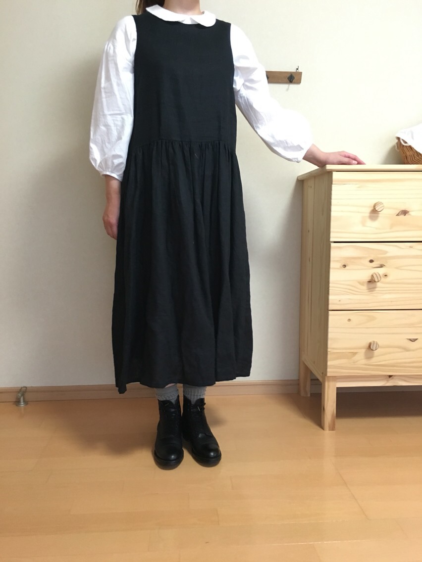 リネン　ジャンパースカート　ワンピース