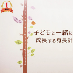 【キッズデザイン賞】一緒に育つ木の身長計　200cm　ウォールステッカー　壁　名入れ　サイズ変更　身長計  s113 1枚目の画像