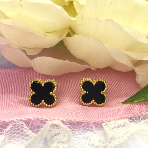 【新品】ヴァンクリ オニキス ピアス スウィート アルハンブラ ピアス 18K イエローゴールド