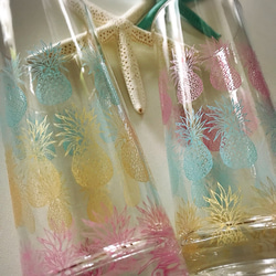 2個セット ３色パイナップルのガラスコップ ハワイ トロピカル フラ 2枚目の画像
