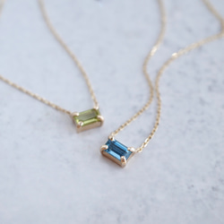 [August] Peridot baguette necklace [P086K10YG(PE)] 6枚目の画像