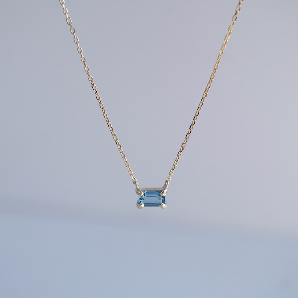 [March] Aquamarine octagon necklace [P086K10YG(AQ)] 3枚目の画像