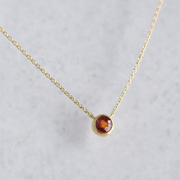 Orange sapphire bezel necklace {P062K18YGOS} 第2張的照片
