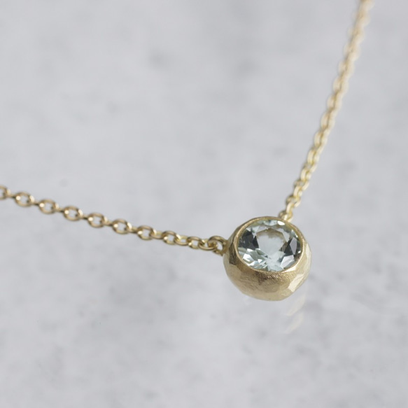 Green beryl bezel necklace {P062K18YGGB} 第3張的照片