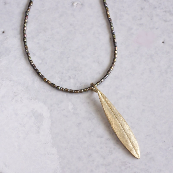 Olive leaf necklace {P072K10} 第1張的照片