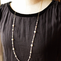 Vintage beads long necklace {OP154} 2枚目の画像