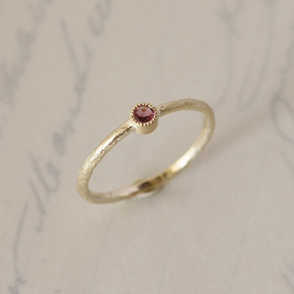 Pink tourmaline birthstone ring [R050K18/K10PT] 2枚目の画像