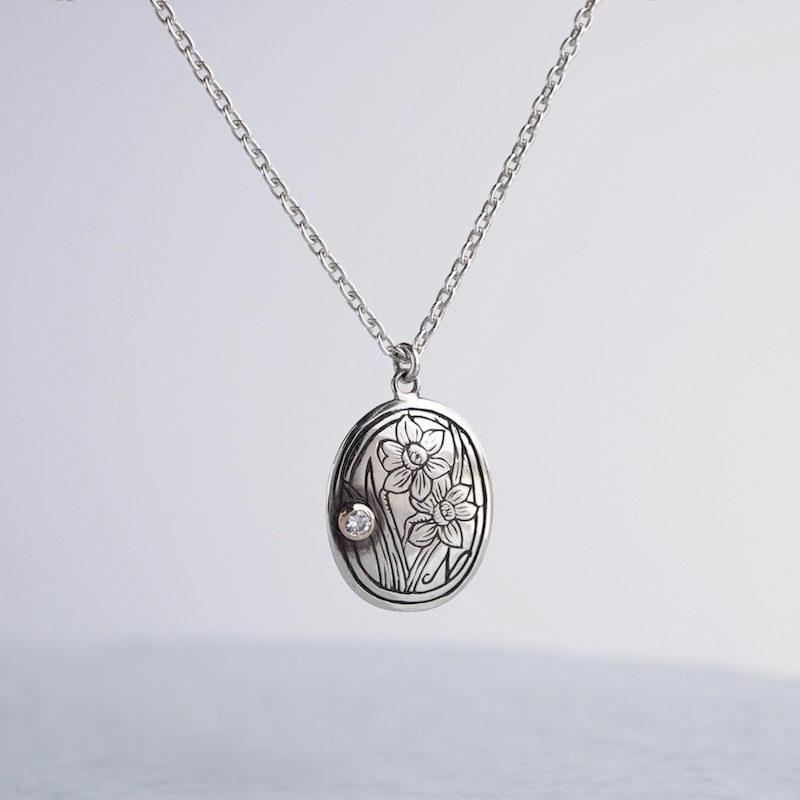 Initial birthstone necklace [N] [P047SV]