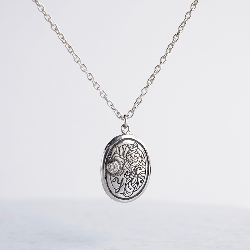 Initial birthstone necklace [Y] [P051SV]
