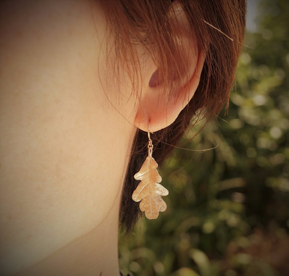 Oak leaf earrings {EP053K10} 第4張的照片