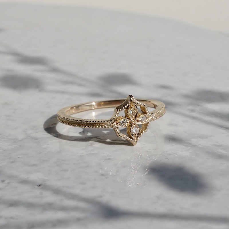 4 petal flower ring Ⅰ[R069K10YG]
