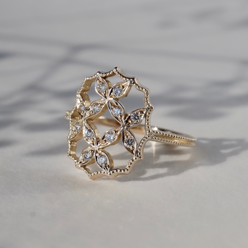 4 petal flower ring Ⅲ[R071K10YG]