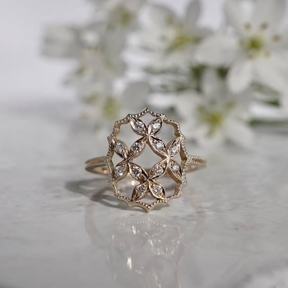 4 petal flower ring Ⅲ[R071K10YG/K18YG] 3枚目の画像