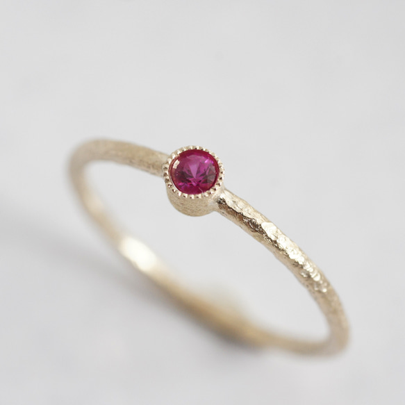 Ruby birthstone ring {R050K10/K18RB} 第1張的照片