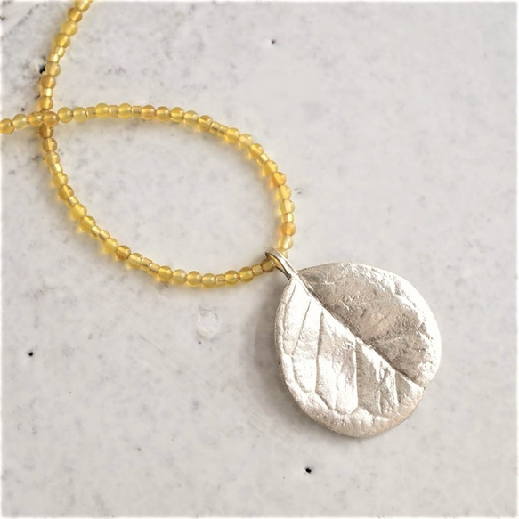 Feijoa leaf necklace (round) {P074SV(NS)} 第1張的照片