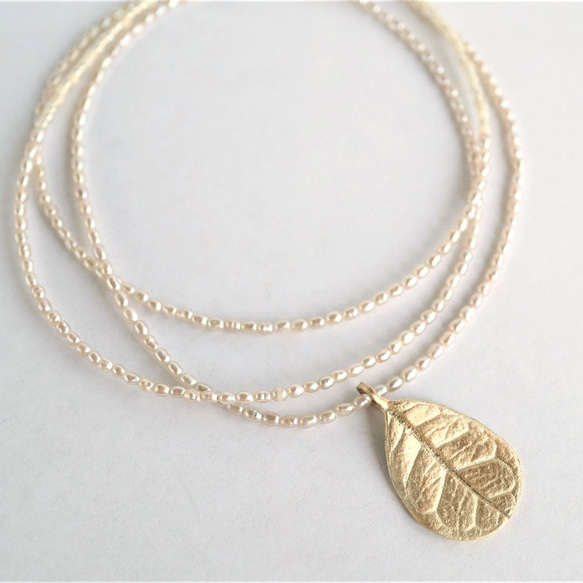 Feijoa leaf necklace (middle) {P075K10(NS)} 1枚目の画像