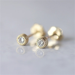 Diamond one stone earrings {EP032K10} 1枚目の画像