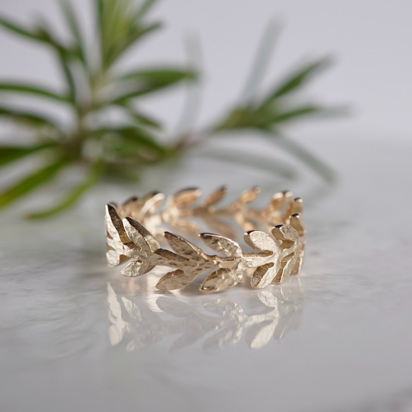 Olive leaf ring [R066K10/K18YG] 2枚目の画像