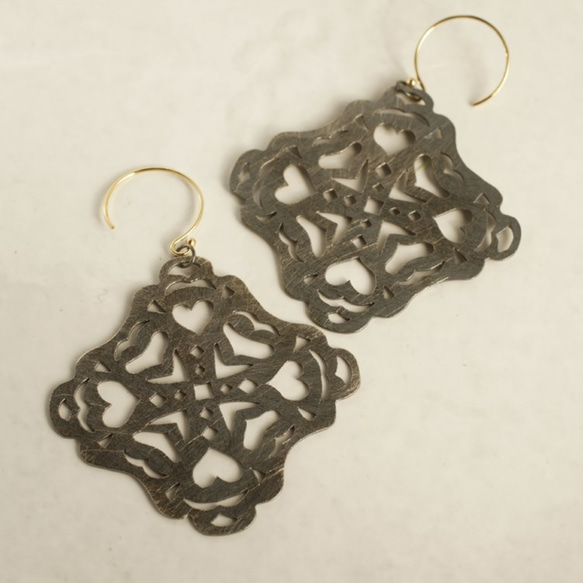 Square earrings {EP010SV} 第2張的照片