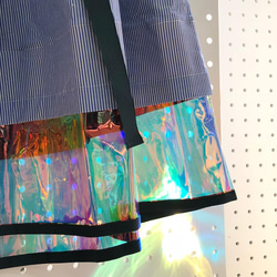 ホログラフィック透明ストライプレイヤードブルースカート 6枚目の画像