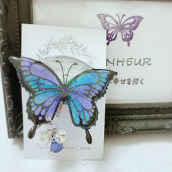 再販！幸せを招く紫の蝶のポニーフック 1枚目の画像