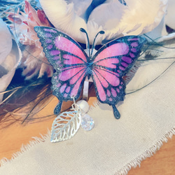 再販！New幸せを招く蝶のヘアゴム（パープル×ライトブルー） ヘアゴム