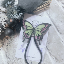 再販！幸せを招く紫の蝶のヘアゴム （ブルー） その他ヘアアクセサリー