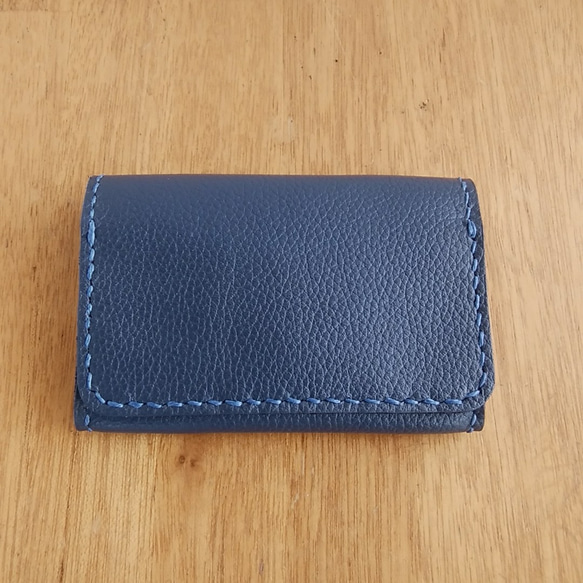 シュリンクレザー・ネイビーの名刺入れ 名刺入れ・カードケース  