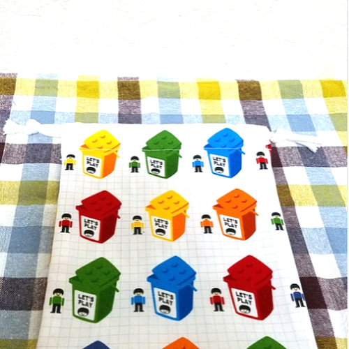 送料無料】レゴ風柄の給食袋＆ランチョンマット【入園・入学準備