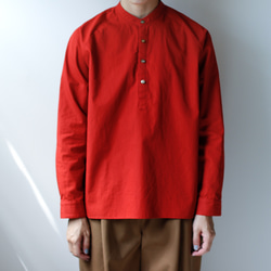 weather cloth cotton linen/raglan shirt/red 2枚目の画像