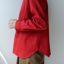 weather cloth cotton linen/raglan shirt/red 3枚目の画像