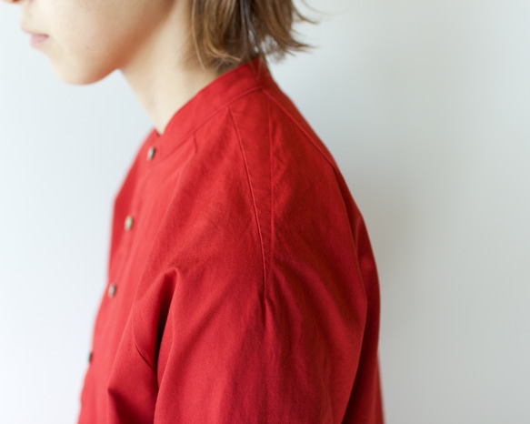 weather cloth cotton linen/raglan shirt/red 6枚目の画像