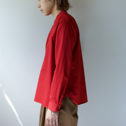 weather cloth cotton linen/raglan shirt/red 7枚目の画像