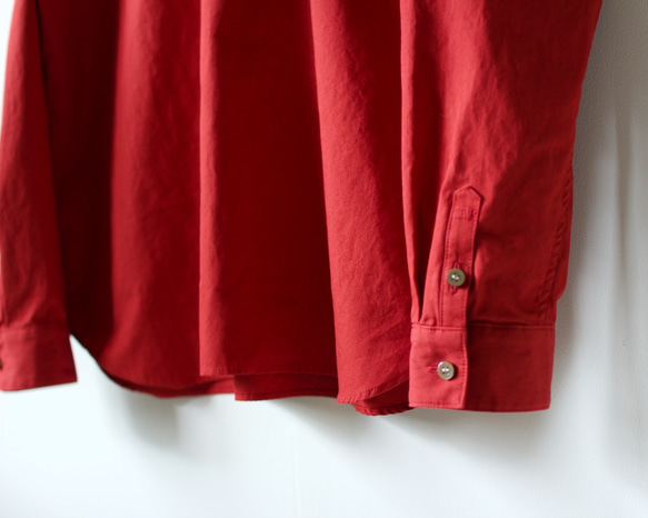 weather cloth cotton linen/raglan shirt/red 10枚目の画像