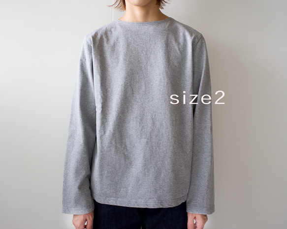 pablo cotton/center back long sleeve tshirt /gray/size1 3枚目の画像