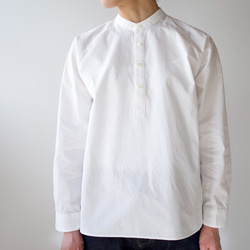 weather cloth cotton linen/raglan shirt/white 1枚目の画像