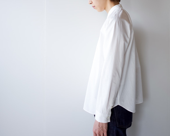 weather cloth cotton linen/raglan shirt/white 3枚目の画像