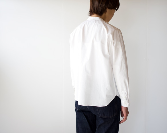 weather cloth cotton linen/raglan shirt/white 5枚目の画像