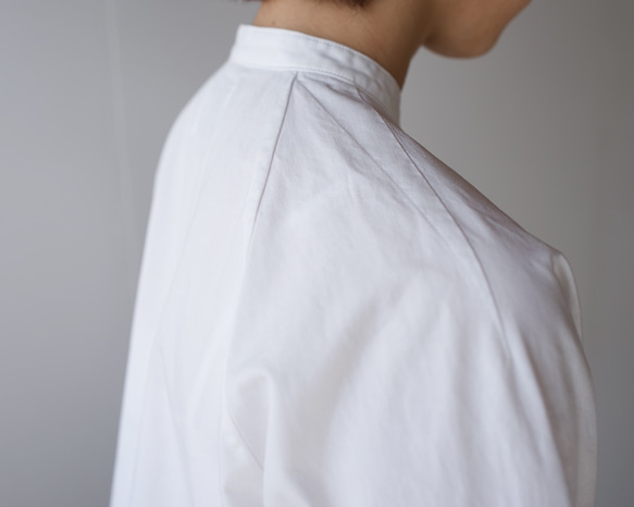 weather cloth cotton linen/raglan shirt/white 7枚目の画像