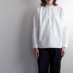 weather cloth cotton linen/raglan shirt/white 9枚目の画像