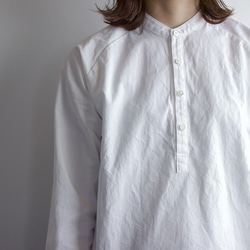 weather cloth cotton linen/raglan shirt/white 10枚目の画像