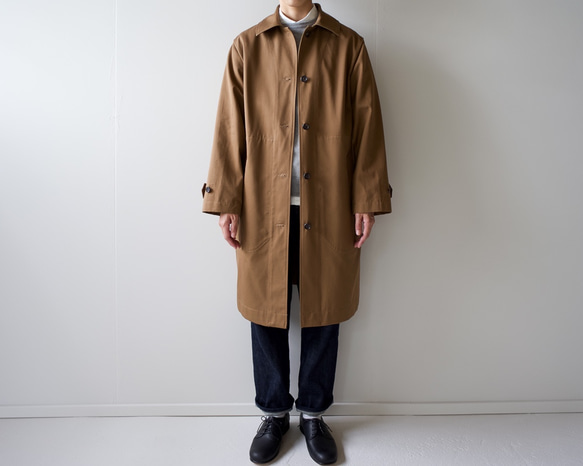 twill cotton/bal collar coat/brown 2枚目の画像