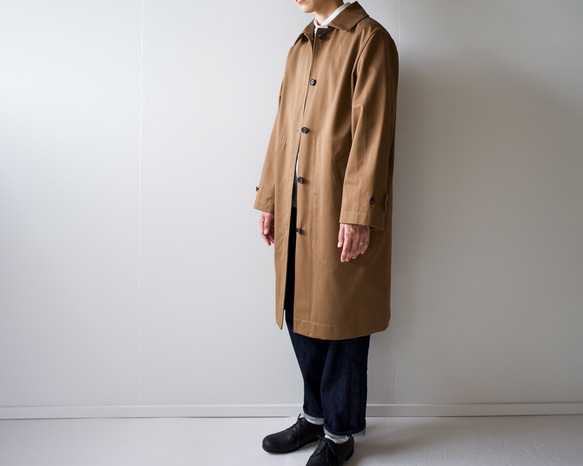 twill cotton/bal collar coat/brown 4枚目の画像